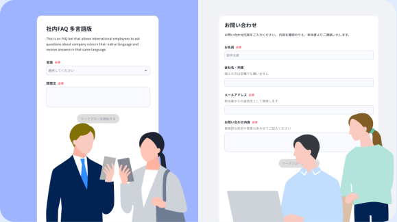 社内・顧客向けに公開されたワークフロー画面